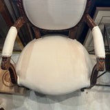 French open arm chair with white upholstery