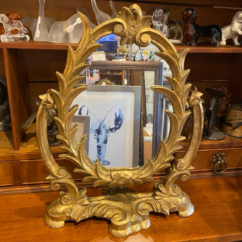 carved gilt wood table top mirror