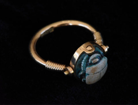 18k turquoise scarab spinner ring