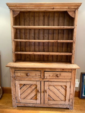 Antique Irish pine step back hutch