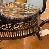 German Sterling Centerpiece Bowl with Glass Insert, Signed WTB