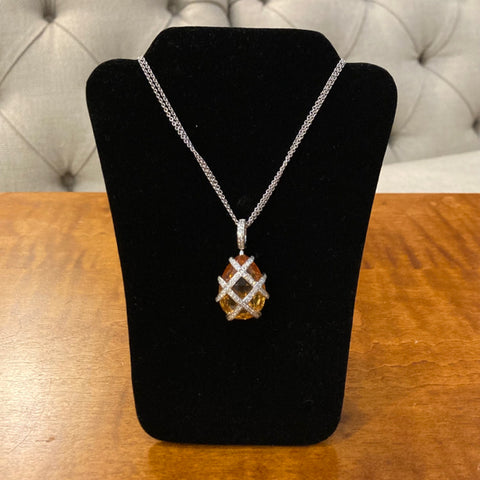citrine diamond necklace 18k