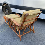 Mid century rattan and bamboo lounge chair and ottoman