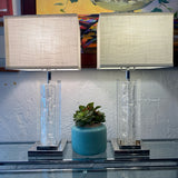 Pair of lucite lamps