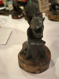 Bronze beaver sculpture on wood base signed Lowell Davis