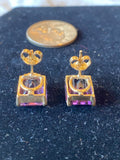 18k amythest earrings