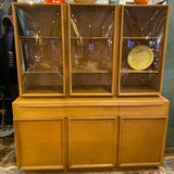 Heywood Wakefield china cabinet with triple bubble doors