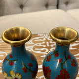 Pair of Petite Blue Cloisonne Vases