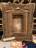 small oil painting in gilt frame of man and woman playing music and dancers