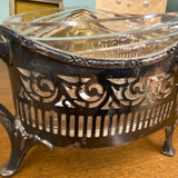 German Sterling Centerpiece Bowl with Glass Insert, Signed WTB