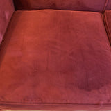 red upholstered Crate and Barrel sofa