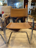 pair of MCM chrome and leather cantilever chairs