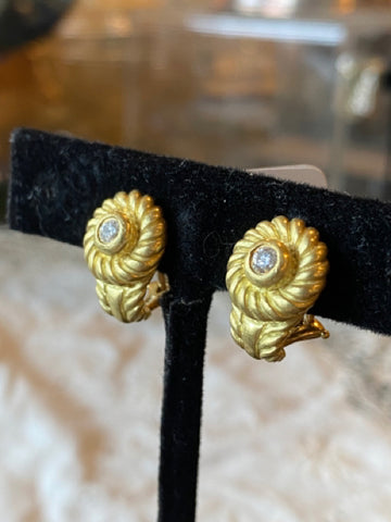 18k and diamond clip earrings