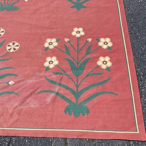 9' x 11'8" Faded Red Floral Patterned Rug