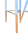 set of 4 white and light wood bar stools