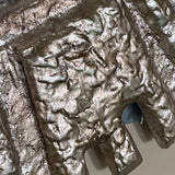 Round Silver Brutalist Style Mirror