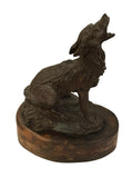 Bronze coyote sculpture on wood base signed Lowell Davis