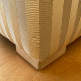 Two tone striped beige upholstered club chair