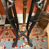 PEDESTAL stand Asian ornate carved wood marble top