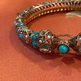 14k Indian Bracelet with Turquoise Stones, as is