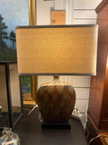 ceramic silver lamps with coopper drip finish and square shade