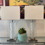 Pair of lucite lamps