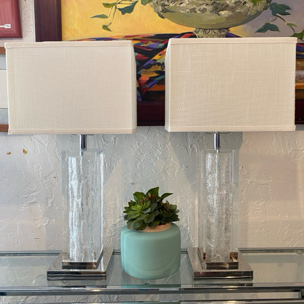 Pair of lucite lamps