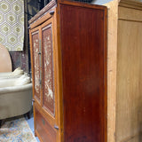 2 door wood armoire with bone inlay