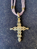 sterling amythest and peridot cross