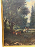 Oil painting with cows signed F. Earl