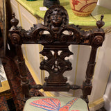 Pair of Ornate Carved chairs with Dragonfly Paper