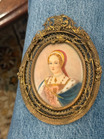 Handpainted Portrait Miniature Of Lady With Blonde Hair