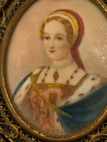 Handpainted Portrait Miniature Of Lady With Blonde Hair