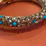 14k Indian Bracelet with Turquoise Stones, as is
