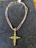 sterling amythest and peridot cross