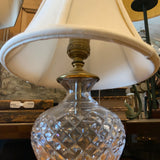 small crystal lamp with white shade