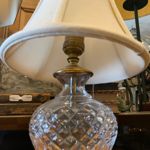small crystal lamp with white shade