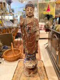 wooden standing buddha statue