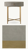 Pair of Restoration Hardware shagreen end tables with brass finish