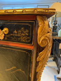 Louis XV style encoignure black and red chinoiserie corner cabinet