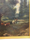 Oil painting with cows signed F. Earl