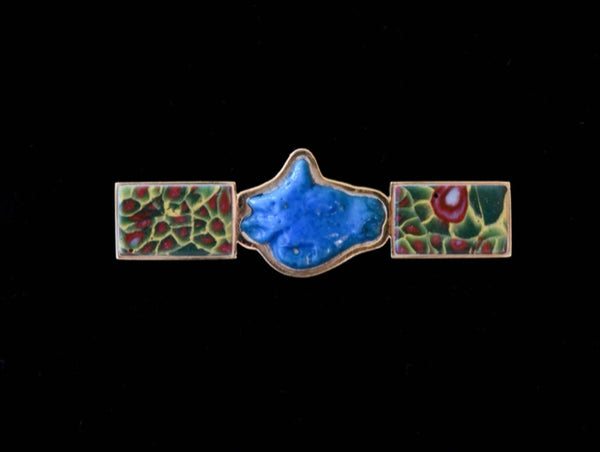 18k Egyptian Revival turquoise pin