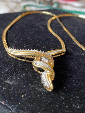 14k Gold and Diamond Twist Necklace