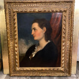 19TH C PERIOD OIL PAINTING FEMALE PORTRAIT IN FABULOUS FRAME