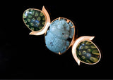 turquoise scarab pin set in 18k gold