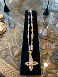 18k gold necklace diamonds and tourmaline cross