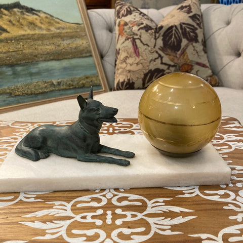 Dog Staute with Lamp