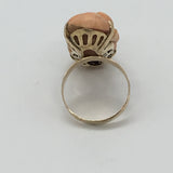 18k Coral Carved Guru Ring (as is)