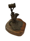 Bronze Dog and Mailbox sculpture on wood base signed Lowell Davis