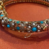 14k Indian Bracelet with Turquoise Stones, as is